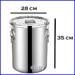 Stainless Steel Airtight Seal Canister Container Storage Barrel Lid Kitchen 20L