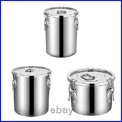 Stainless Steel Airtight Seal Canister Container Storage Barrel Lid Kitchen 20L