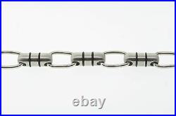 Stainless Steel & Black Rubber Accent 6mm Barrel Necklace & Bracelet Set