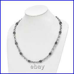 Stainless Steel Black Rubber Barrel Link 22 inch Chain Necklace