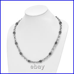 Stainless Steel Black Rubber Barrel Link 22 inch Necklace