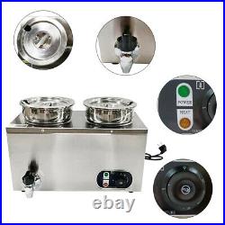Stainless Steel Electric Bain Marie Soup Sauce Wet Heat Food Warmer with 2 Pots