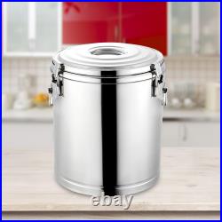 Stainless Steel Round Soup Warmer Insulation Barrel Large Capacity Portable