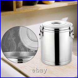 Stainless Steel Round Soup Warmer Insulation Barrel Large Capacity Portable