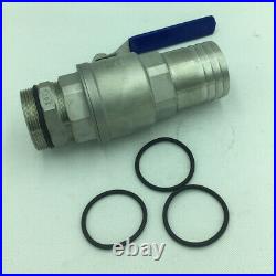 Straight Stainless Steel Ball Valve Drum Adapter Outlet Tap 200L Barrel DN50