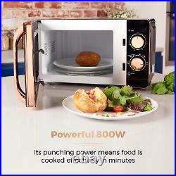 TOWER Glass Kettle Toaster Microwave & 7 Piece Storage Set Black Rose Gold