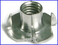 Tee Nut Stainless Steel T Nuts 3 & 4 Prong Barrel Nuts All Sizes QTY 100