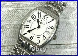 Tourneau 70120 Mens Tonneau Barrel Analog Watch Silver White Dial Swiss 35mm