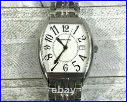 Tourneau 70120 Mens Tonneau Barrel Analog Watch Silver White Dial Swiss 35mm