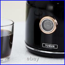 Tower Bottega Kettle 4 Slice Toaster & 5 Piece Storage Set in Black & Rose Gold