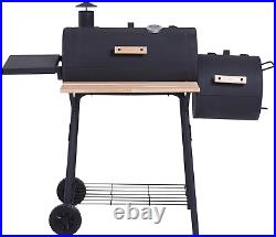 Trolley Charcoal Barrel BBQ Grill Barbecue Outdoor Cook Garden Smoker Portable