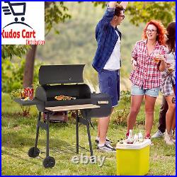 Trolley Charcoal Barrel Barbecue Grill BBQ Patio Heat Smoker Outdoor Cook Rack