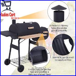 Trolley Charcoal Barrel Barbecue Grill BBQ Patio Heat Smoker Outdoor Cook Rack