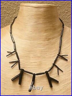 VTG Black Coral Beaded Beads collar Necklace natural branch strand abstract