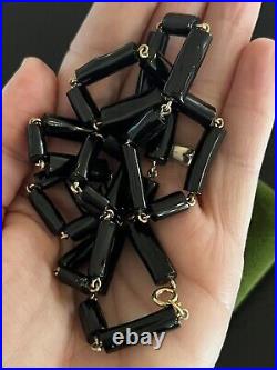 VTG Black Coral Genuine Natural Beaded Gold Filled link Necklace Bracelet SET