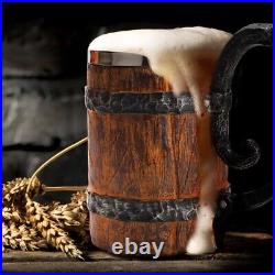 Viking Style Mug Stainless Steel Resin Beer Viking Wooden Barrel Gift Cup 500mL
